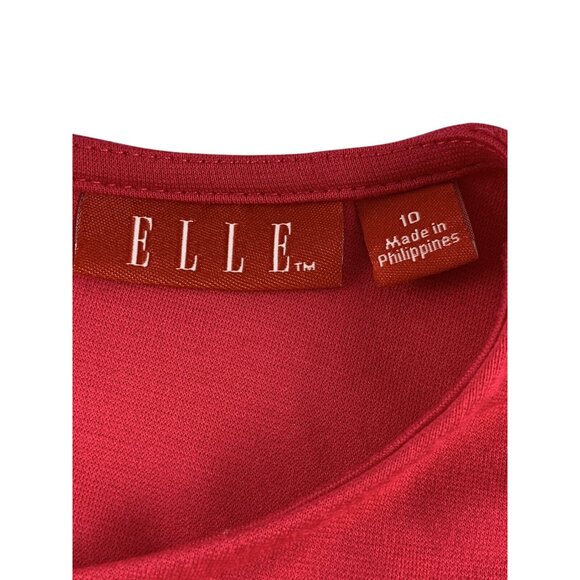 Elle Womens Hot Pink Cap Sleeve Textured A-Line Dress Size 10 Medium - Picture 10 of 10